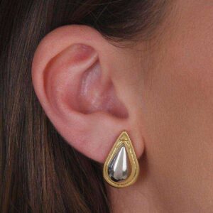 Brinco Dourado e Prateado Formato Gota